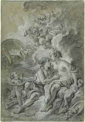 Venus lehnt sich an ihren lieben Adonis ...