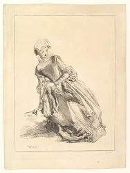 Frau, die sich nach links lehnt, 1722-28