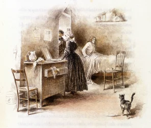 Illustration von „Profil einer Grisette“ neu gehörend zur Sammlung „Mimi de Pinson“ von Alfred de Musset