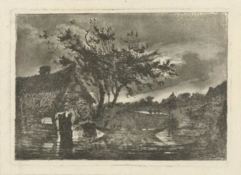 Flusslandschaft mit Bauernhof