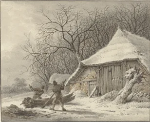 Winterlandschaft mit Bauernhof bei Voorbroek in Terborg