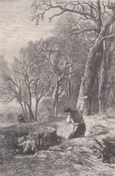 Winterszene: der Wurzelentferner, aus Magasin Pittoresque, ca. 1852