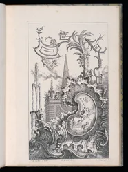 Kartusche mit Obelisk und Palme, Livre Nouveau de Morceaux de Fantaisie (Neues Buch der Fantasiestücke)