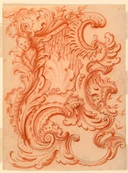 Zeichnung für ein Rocaille-Wappen
