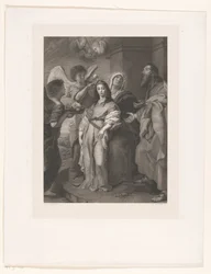Maria als junge Frau, von Engeln geschmückt, in Anwesenheit von Joachim und Anna