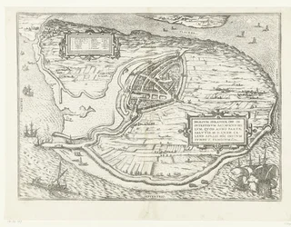 Karte der Insel Voorne und Grundriss von Brielle, 1572