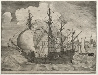 Segelschiffe: Bewaffneter Viermaster fährt zur See, 1561-65