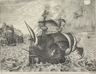 Segelschiff mit dem Sturz des Ikarus
