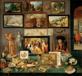 Das Kuriositätenkabinett, ca. 1620-1625. Maße: 74 x 78 cm. Kunsthistorisches Museum, Wien