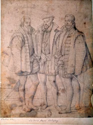 Porträt der drei Coligny: Kardinal Odet (1515-1571), Gaspard (1517-1572), Admiral von Frankreich und Francois (1521-1569), Herr von Andelot