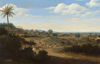 Brasilianische Landschaft mit einem im Bau befindlichen Haus, ca. 1655-60