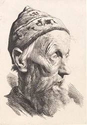 Alter Mann mit weißer Wollmütze