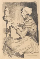 Prøveplatte: Eine spinnende Frau