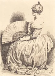Sitzende Dame mit Fächer