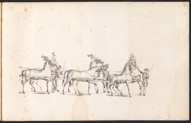Spann des ersten Prunkwagens im Umzug für den Heiligen Rombout, 1825