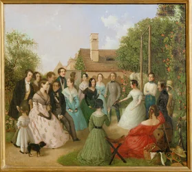 Pfänderspiele der Familienmitglieder Alt im Garten