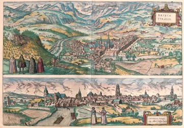 Brixen (Bressanone), Italien und Lauingen, Donau, Deutschland (Stich)