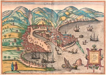 Chios oder Chio, Griechenland (Gravur)