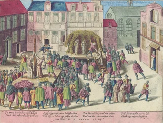 Hinrichtung dreier Ordensbrüder wegen Sodomie durch Verbrennung in Brügge, 28. Juni 1578