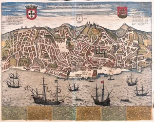 Ansicht von Lissabon, Portugal (Gravur)