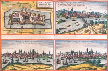 Ansichten von Wittenburg, Frankfurt, Wismar und Rostock, Deutschland