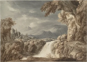 Heroische Landschaft mit Wasserfall, ca. 1790