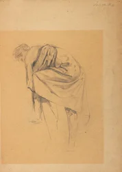 Figurenstudie einer sich nach links Bückenden