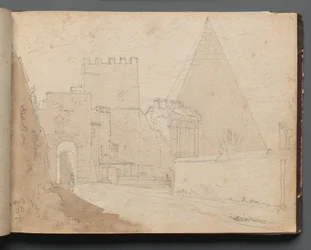 Album mit Ansichten von Rom und Umgebung, Landschaftsstudien, Seite 08a: Porta St. Paolo