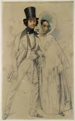 Das Ehepaar Paul und Amalie Taglioni (Studie zu dem Gemälde „Parade des ersten Garderegimentes zu Fuß“, 1839)