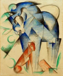 Fabeltiere (Blaues Pferd und roter Hund)