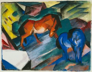 Rotes und blaues Pferd