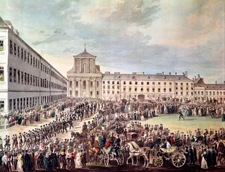 Beerdigung von Ludwig van Beethoven (1770-1827) in Wien, 29. März 1827 (Detail)