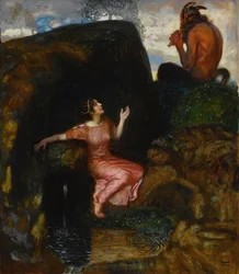 An der Quelle lauschende Nymphe