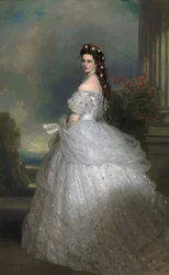 Kaiserin Elisabeth von Österreich im höfischen Galakleid mit Diamantsternen