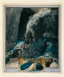 Österreich, Wien, Illustration von Dante Alighieris Göttlicher Komödie (Hölle, Gesang XXVIII) von Franz von Bayros