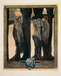 Österreich, Wien, Illustration von Dante Alighieris Göttlicher Komödie (Fegefeuer, Gesang XXIII) von Franz von Bayros