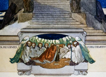Und neue Nachkommenschaft steigt vom Himmel herab, Fegefeuer, Gesang XXII, Göttliche Komödie von Dante Alighieri, Illustration von Franz von Bayros (1866-1924), Wien