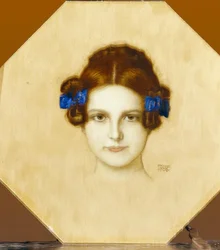 Mary mit blauen Schleifen