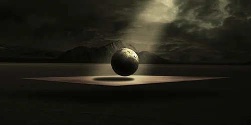 Surreal schwebende Kugel