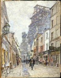Die Rue du Chevalier-de-la-Barre, mit dem im Bau befindlichen Sacré-Cœur