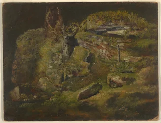 Zeichnung, Fels im Wald, ca. 1845