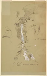 Zeichnung, Kaskade zwischen Ceppo Morelli und Macugnaga