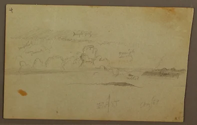 Zeichnung, Wolken über Hügelkette, 1863