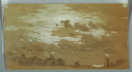 Bewölkter Himmel über einem bewaldeten Grat, Niagara, möglicherweise 1858