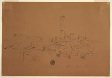 Zeichnung, Gefallene Säule, Tempel des Olympischen Zeus, Athen, 24. April 1869