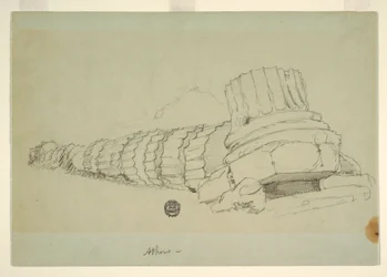 Zeichnung, Gefallene Säule des Tempels des Olympischen Zeus, Athen, April 1869