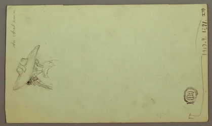 Zeichnung, Figurenstudien, Segelboot, Architekturstudien, möglicherweise 1868