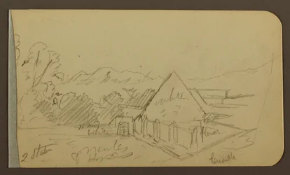 Garten, Haus, Cuautla; Rückseite: Kirche, Scheune, Cuautla, Februar 1885