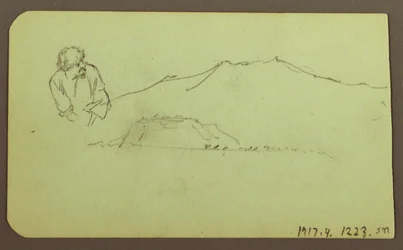 Zeichnung, Landschaft; Rückseite: Figur, Landschaft, 1883