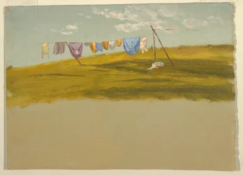 Wäsche zum Trocknen aufgehängt, ca. 1865–75